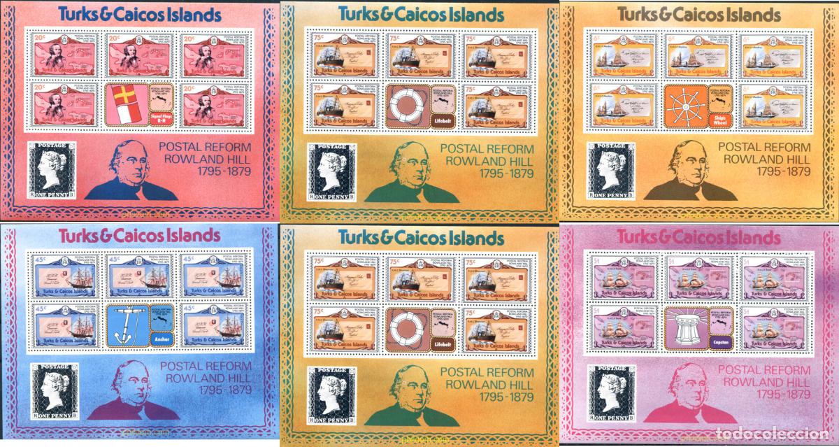 Sellos: 108000 MNH TURKS Y CAICOS 1979 CENTENARIO DE LA MUERTE DE SIR ROWLAND HILL