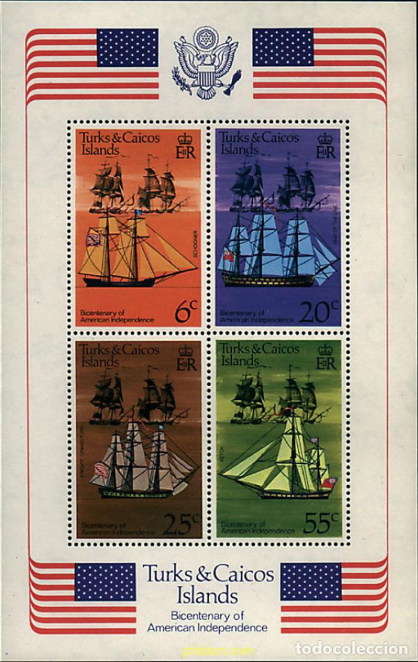 Sellos: 147241 MNH TURKS Y CAICOS 1976 BICENTENARIO DE LA INDEPENDENCIA DE LOS ESTADOS UNIDOS