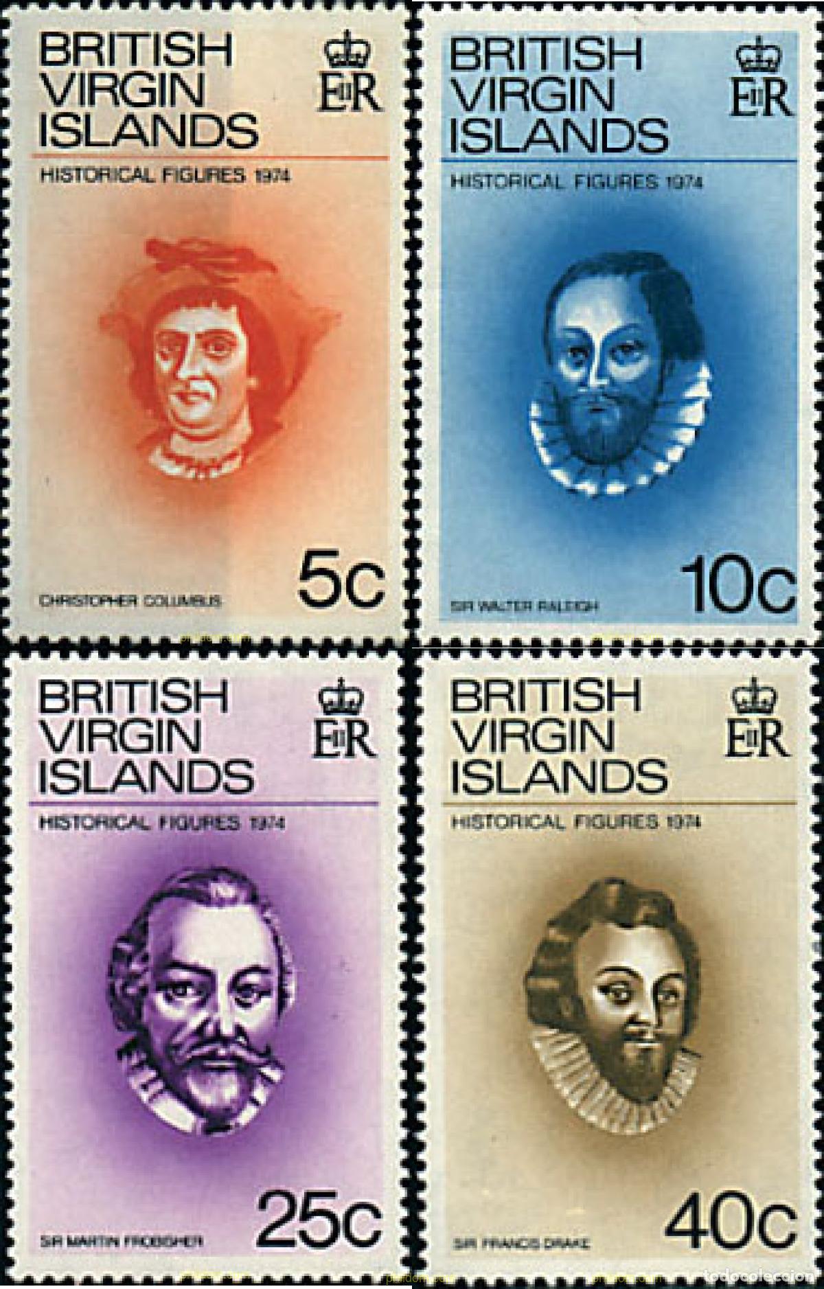 Sellos: 36337 MNH VIRGENES BRITANICAS Islas 1974 PERSONALIDADES HISTORICAS