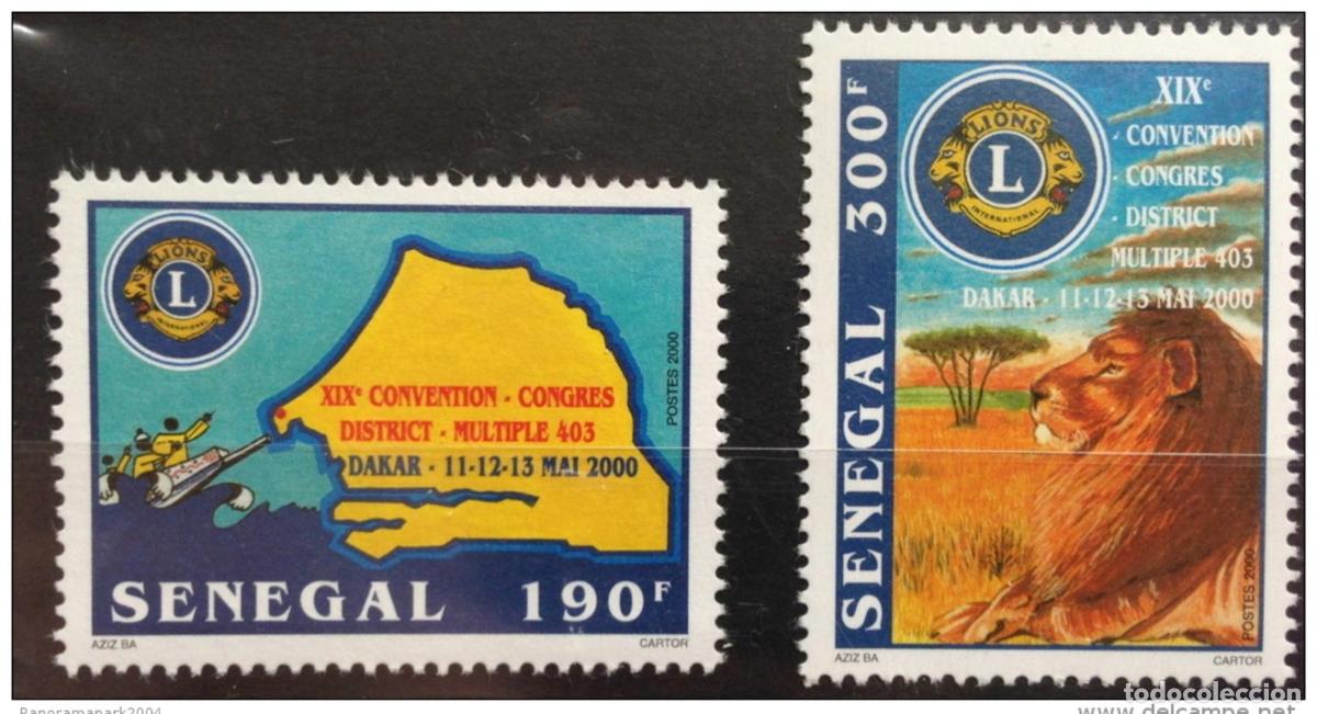 Sellos: Senegal 2000/2001 CONVENCI&Oacute;N DE CLUBES LEONES CONGRESO LION L&Ouml;WE 2 val. UN MES RARO