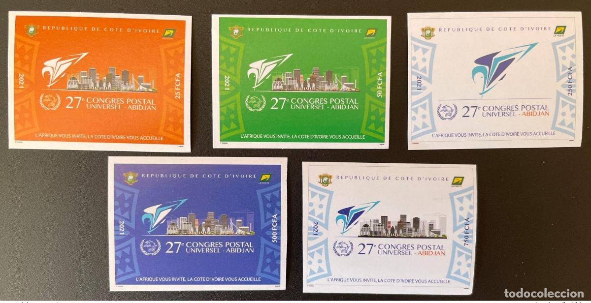Sellos: Costa de Marfil 2021 Mi.? 27&ordm; Congreso Postal Abidjan UPU 5 val. IMPERF Y MNH**