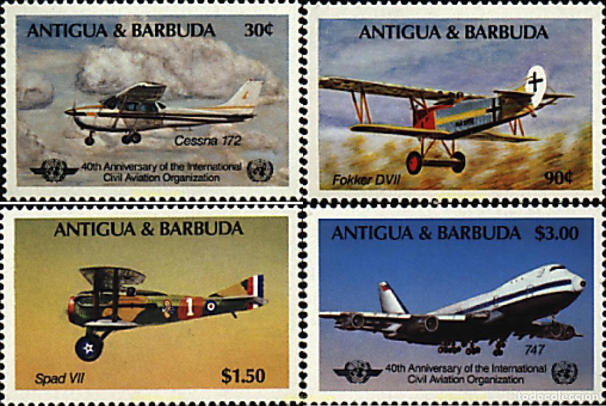 Sellos: 46758 MNH ANTIGUA Y BARBUDA 1985 40 ANIVERSARIO DE LA ORGANIZACION INTERNACIONAL DE AVIACION CIVIL