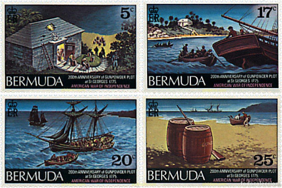 Timbres: 103772 MNH BERMUDAS 1975 BICENTENARIO DEL ASALTO DEL POLVORIN DE ST. GEORGES