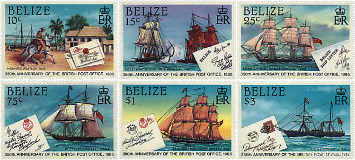 Sellos: 98637 MNH BELIZE 1985 350 ANIVERSARIO DEL CORREO BRITANICO
