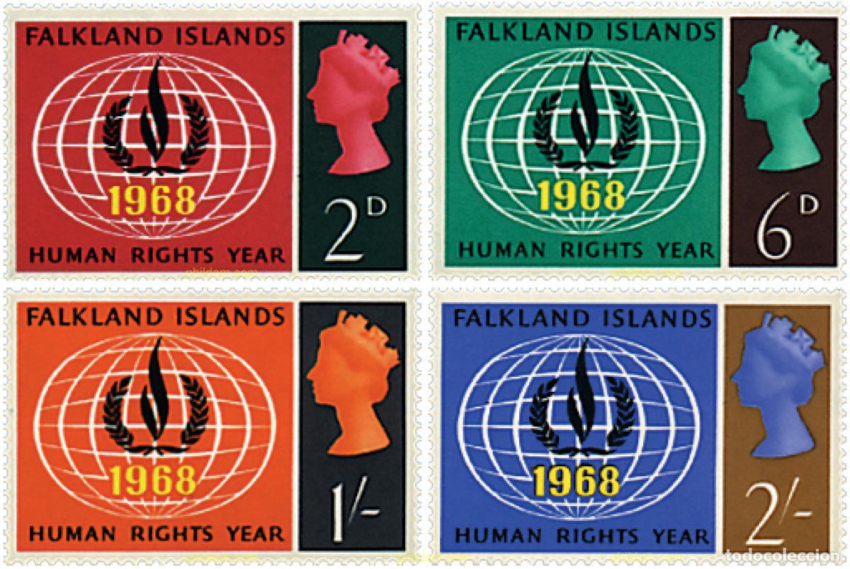 Sellos: 43197 MNH FALKLAND 1968 A&Ntilde;O INTERNACIONAL DE LOS DERECHOS HUMANOS