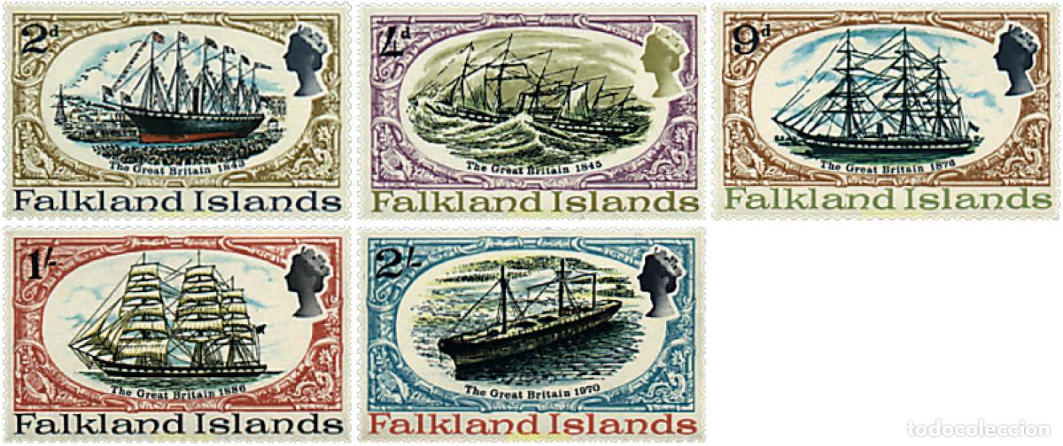 Sellos: 43202 MNH FALKLAND 1970 RESTAURACION DE LA NAVE &rdquo;GREAT BRITAIN&rdquo;