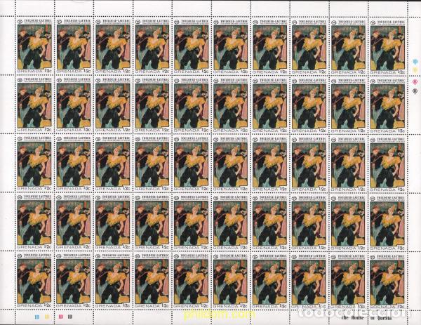 Sellos: 617253 MNH GRANADA 1976 75 ANIVERSARIO DE LA MUERTE DEL PINTOR TOULOUSE-LAUTREC