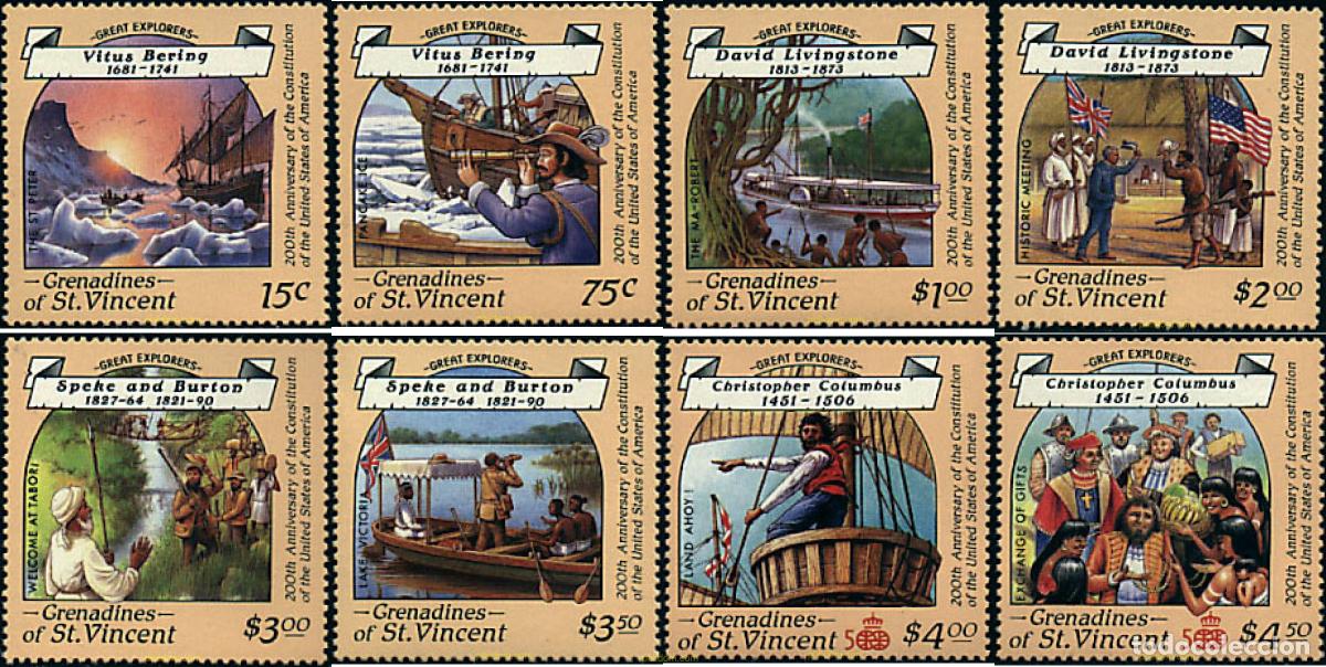 Sellos: 153613 MNH SAN VICENTE GRANADINAS 1988 200 ANIVERSARIO DE LA CONSTITUCION DE LOS ESTADOS UNIDOS