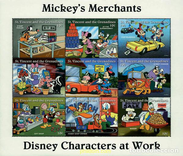Sellos: 289743 MNH SAN VICENTE 1996 PERSONAJES DE WALT DISNEY EN EL TRABAJO