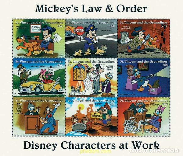 Sellos: 243145 MNH SAN VICENTE 1996 PERSONAJES DE WALT DISNEY EN EL TRABAJO