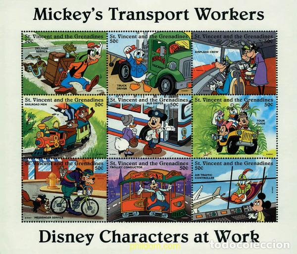 Sellos: 243105 MNH SAN VICENTE 1996 PERSONAJES DE WALT DISNEY EN EL TRABAJO