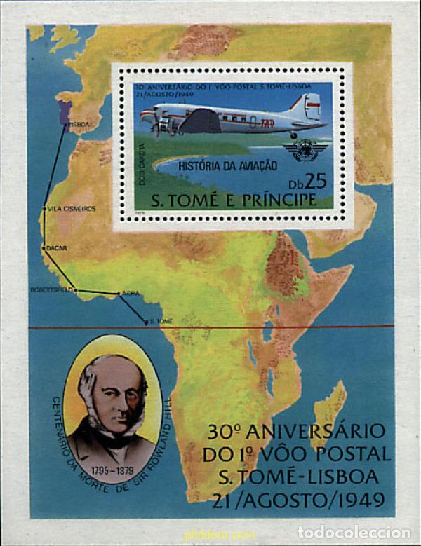 Sellos: 34640 MNH SANTO TOME Y PRINCIPE 1979 30 ANIVERSARIO DEL PRIMER VUELO POSTAL SANTO TOMAS-LISBOA