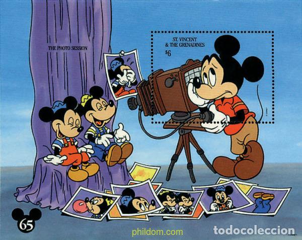 Sellos: 640635 MNH SAN VICENTE GRANADINAS 1994 65 ANIVERSARIO DE MICKEY MOUSE