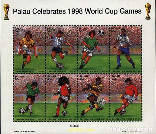 Sellos: 349825 MNH PALAU 1998 COPA DEL MUNDO DE FUTBOL. FRANCIA-98
