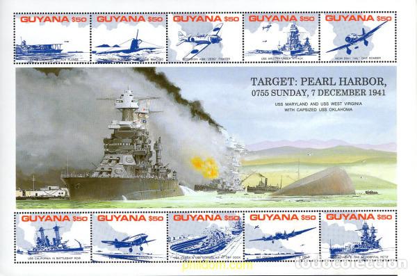 Sellos: 671491 MNH GUYANA 1991 50 ANIVERSARIO DEL ATAQUE JAPONES A PEARL HARBOR