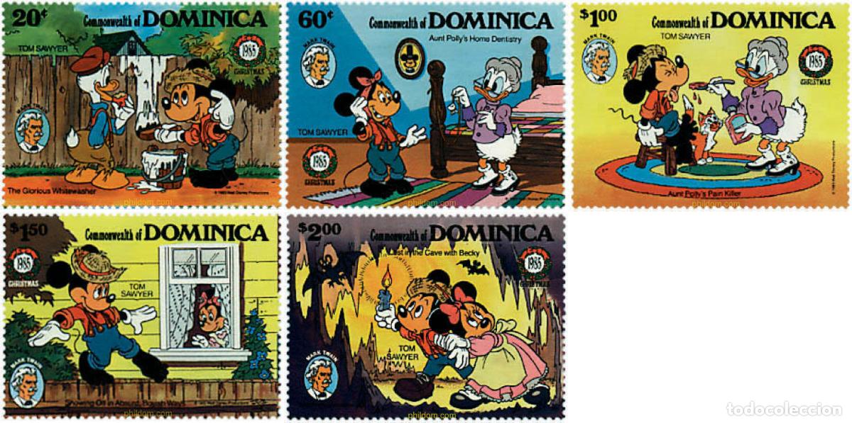 Sellos: 47564 MNH DOMINICA 1985 NAVIDAD. 150 ANIVERSARIO DEL NACIMIENTO DE MARK TWAIN