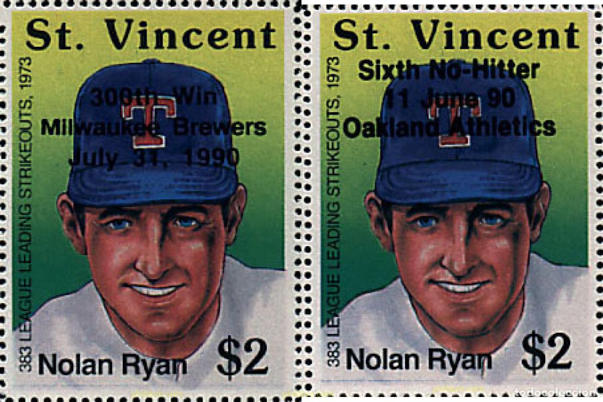 Sellos: 52934 MNH SAN VICENTE 1990 NOLAN RYANS. JUGADOR DE BEISBOL