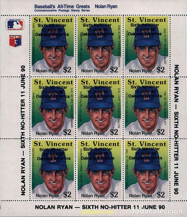 Sellos: 222824 MNH SAN VICENTE 1990 NOLAN RYANS. JUGADOR DE BEISBOL