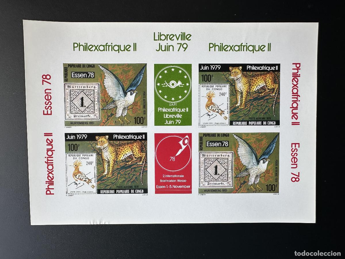 Sellos: Congo 1978 Mi. Bl. 652-653 ND engomado Philexafrica Libreville June 79 Leopard