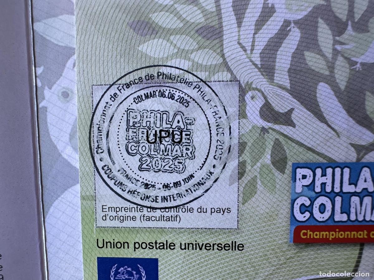 Sellos: Colmar CRI - Folder esp&eacute;cimen Francia 2025 Phila UPU Abidjan IRC cup&oacute;n