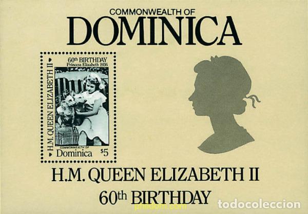 Sellos: 50560 MNH DOMINICA 1986 60 ANIVERSARIO DE LA REINA ISABEL II