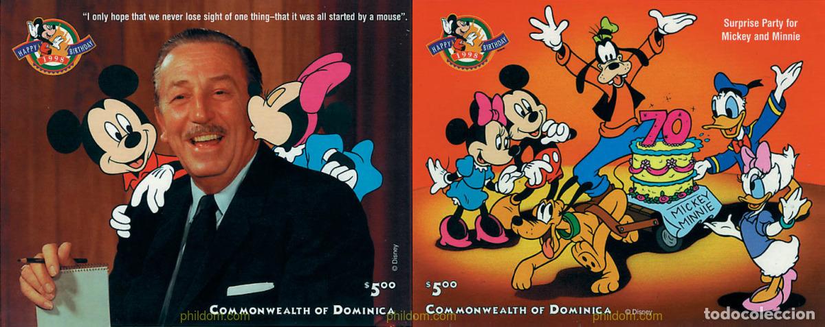 Sellos: 47607 MNH DOMINICA 1998 70 ANIVERSARIO DE MICKEY Y MINNIE MOUSE