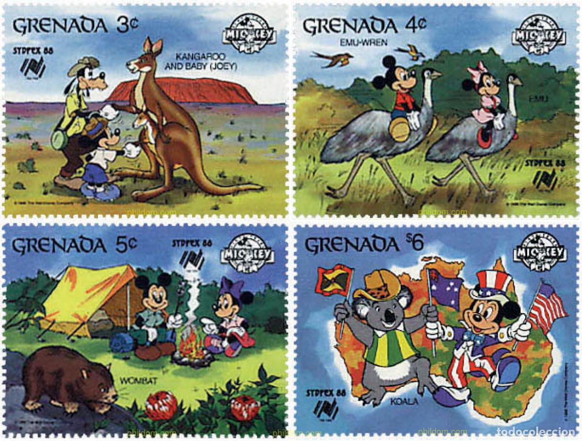 Sellos: 319148 MNH GRANADA 1988 SYDPEX 88. EXPOSICION FILATELICA INTERNACIONAL. 60 ANIVERSARIO DE MICKEY