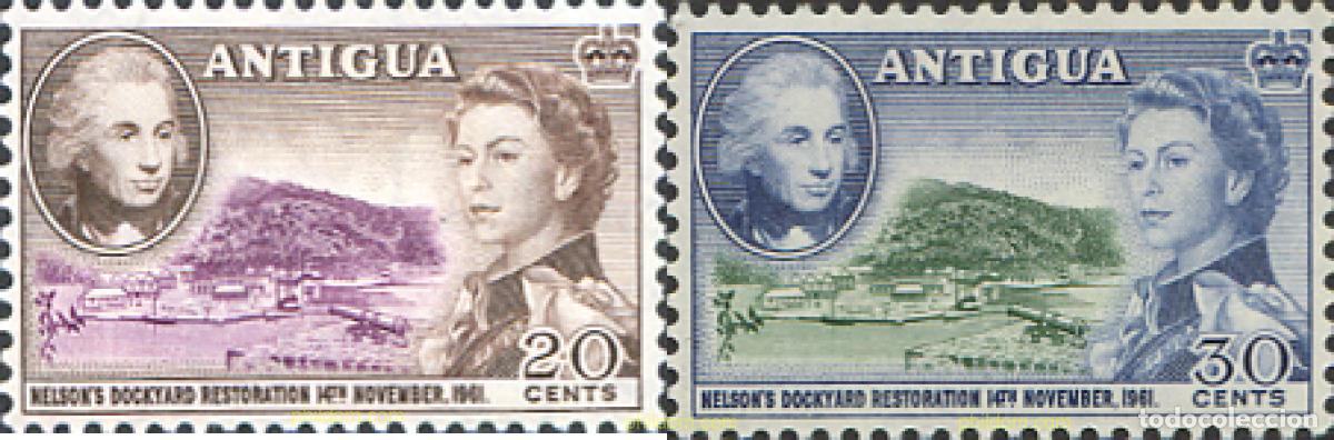 Sellos: 231072 MNH ANTIGUA 1961 RESTAURACION DEL PUERTO NELSON