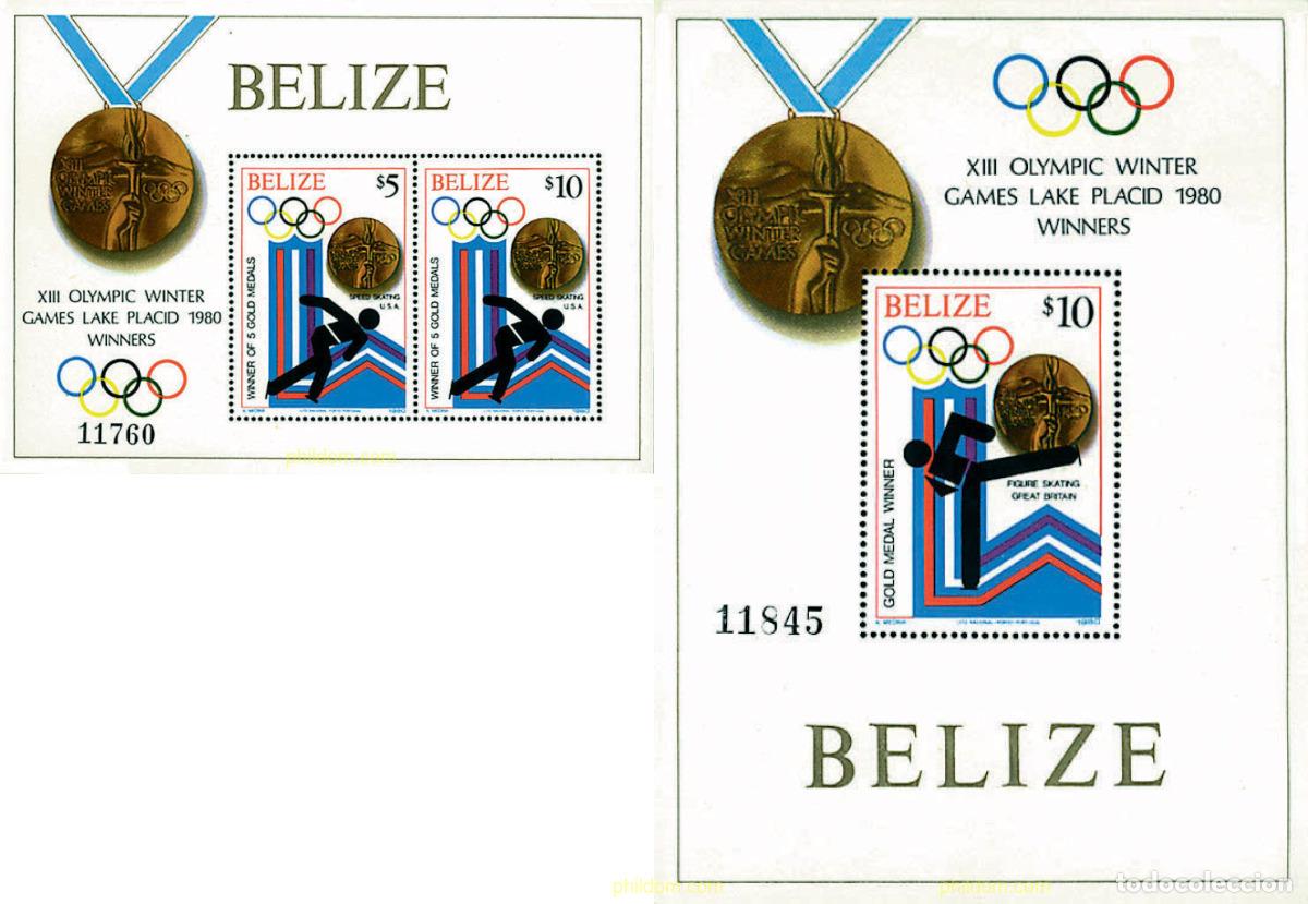 Sellos: 70538 MNH BELIZE 1980 MEDALLISTAS DE LOS 13 JUEGOS OLIMPICOS DE INVIERNO. LAKE PLACID 1980
