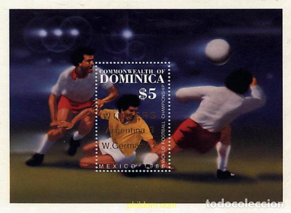 Sellos: 39328 MNH DOMINICA 1986 COPA DEL MUNDO DE FUTBOL. MEXICO-86. VENCEDORES