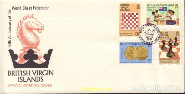 Sellos: 379767 MNH VIRGENES BRITANICAS Islas 1984 60 ANIVERSARIO DE LA FEDERACION INTERNACIONAL DE AJEDREZ