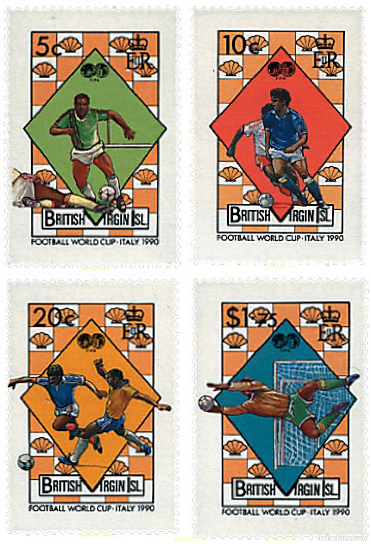 Sellos: 36374 MNH VIRGENES BRITANICAS Islas 1989 COPA DEL MUNDO DE FUTBOL. ITALIA-90