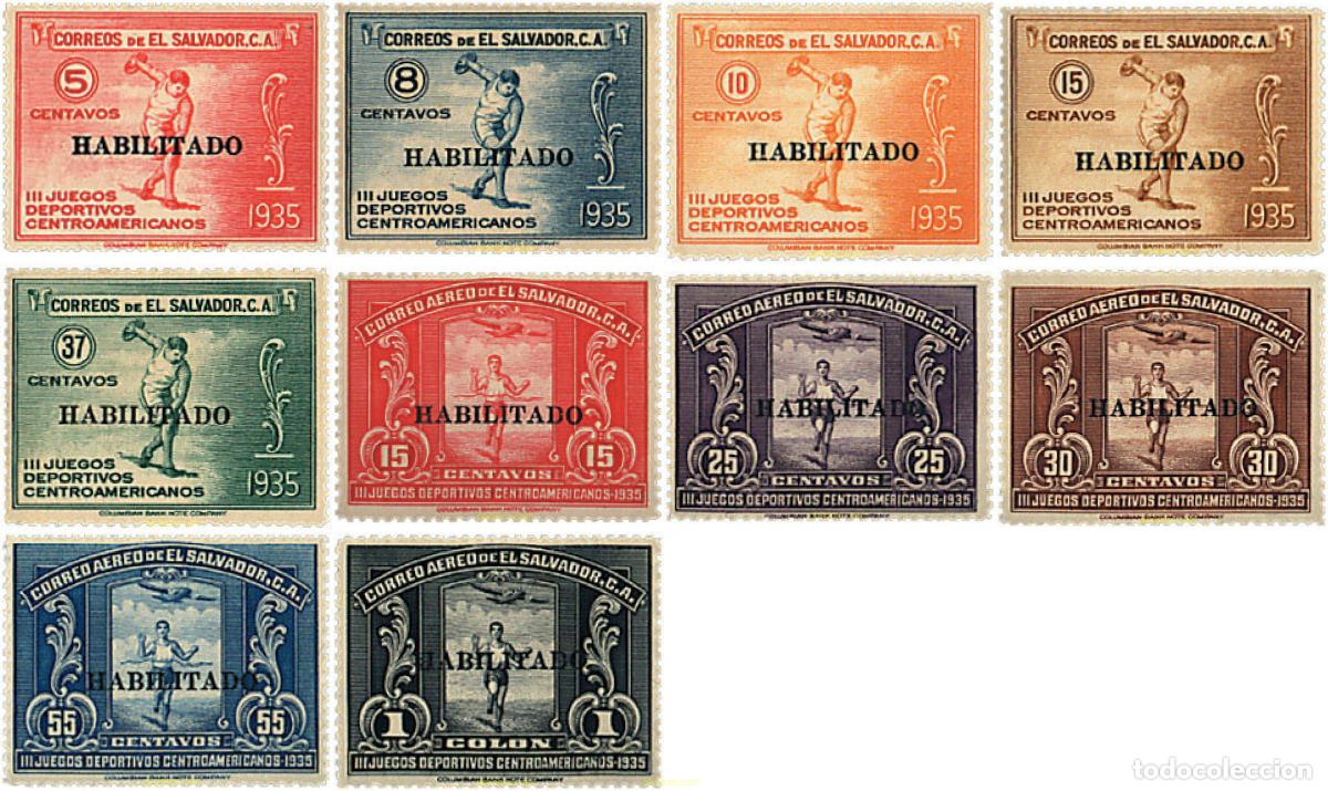 Sellos: 29156 MNH EL SALVADOR 1935 3 JUEGOS DEPORTIVOS CENTROAMERICANOS