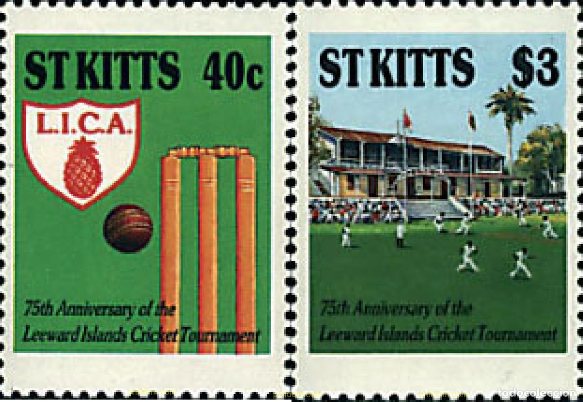 Francobolli: 27015 MNH SAN KITTS 1988 75 ANIVERSARIO DEL TORNEO DE CRICKET DE LAS ISLAS LEEWARD.
