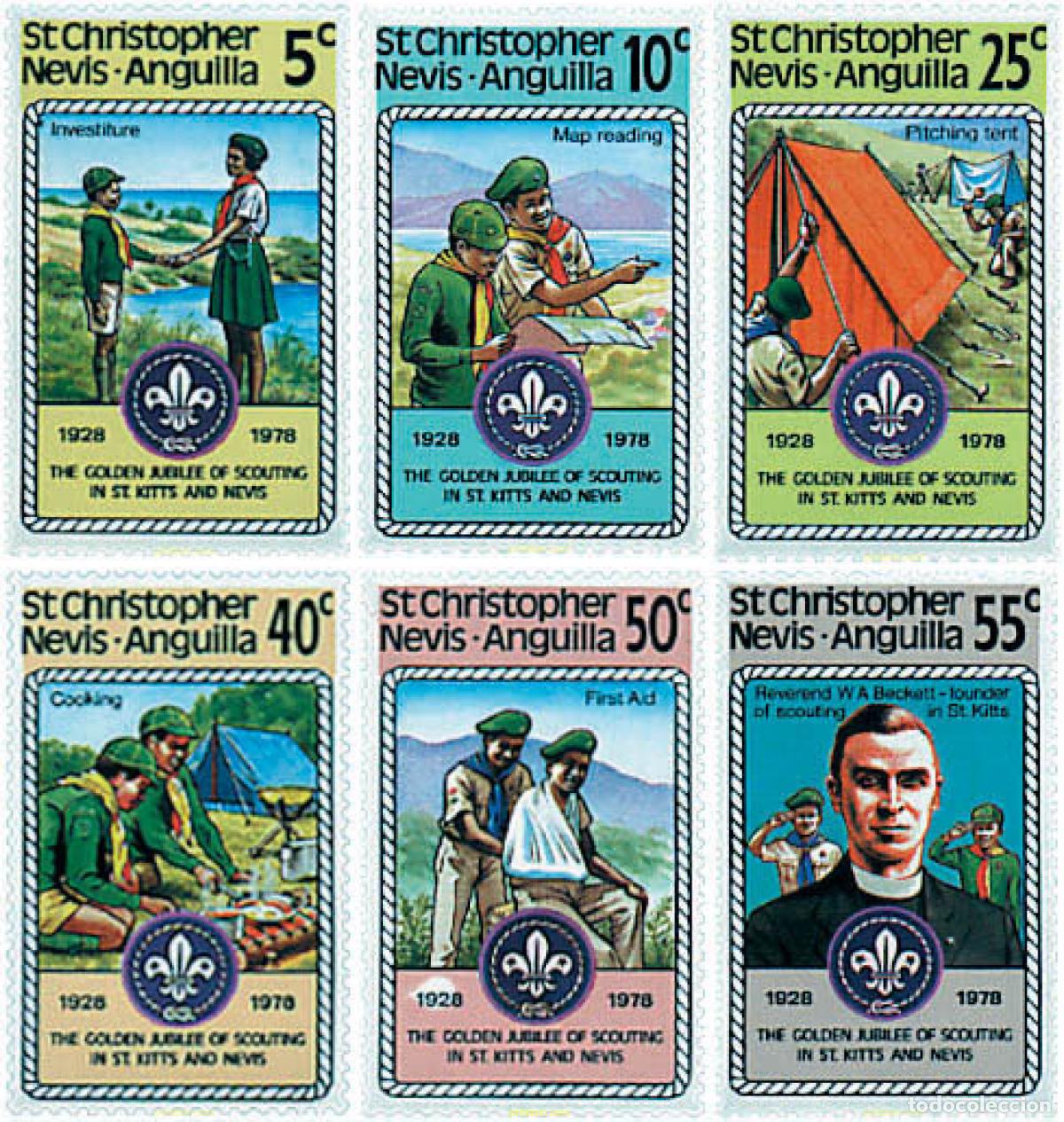 Francobolli: 38800 MNH SAN CRISTOBAL-NEVIS-ANGUILLA 1978 50 ANIVERSARIO DEL ESCULTISMO
