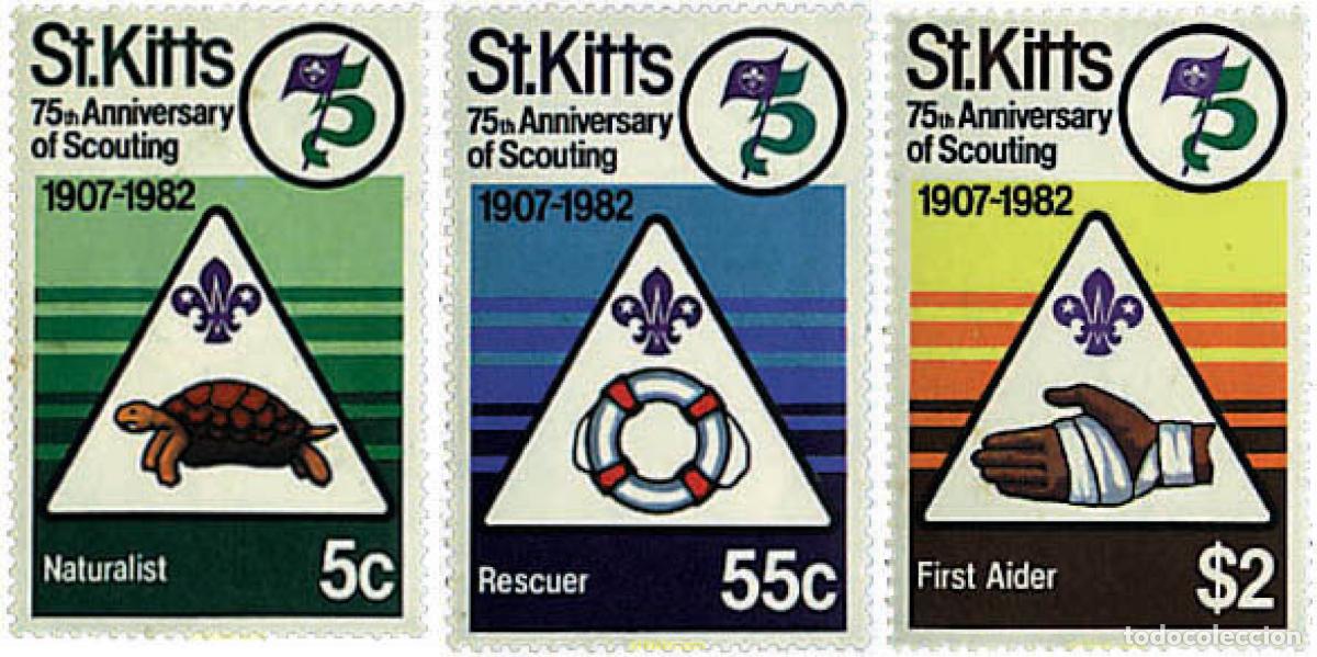 Francobolli: 38801 MNH SAN KITTS 1982 75 ANIVERSARIO DEL ESCULTISMO