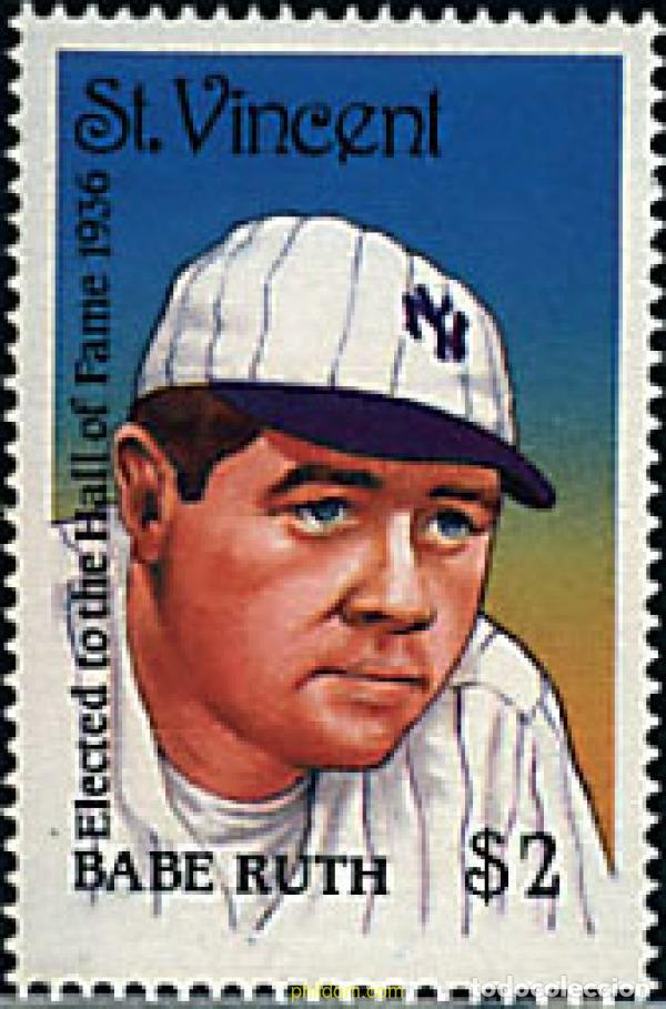 Timbres: 40128 MNH SAN VICENTE 1988 HOMENAJE AL JUGADOR DE BEISBOL BABE RUTH