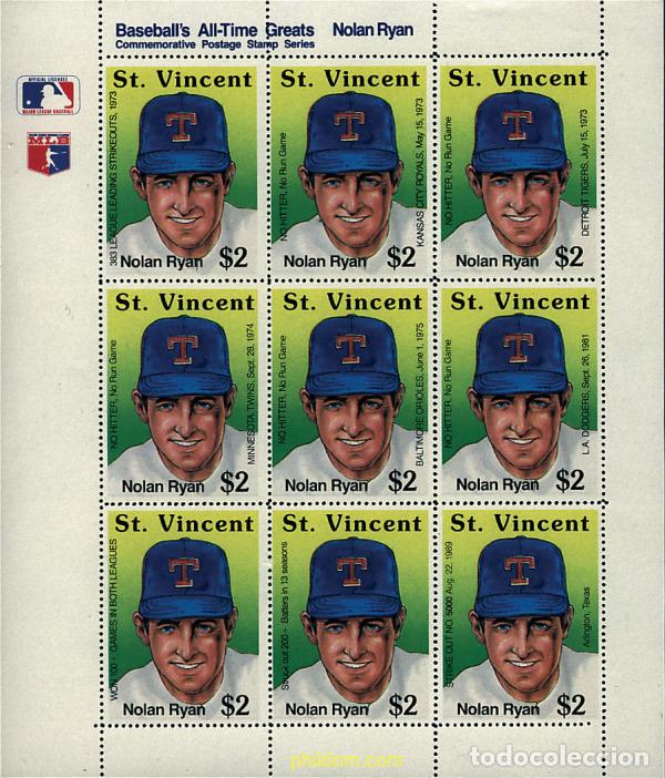 Sellos: 105147 MNH SAN VICENTE 1989 JUGADORES DE BEISBOL