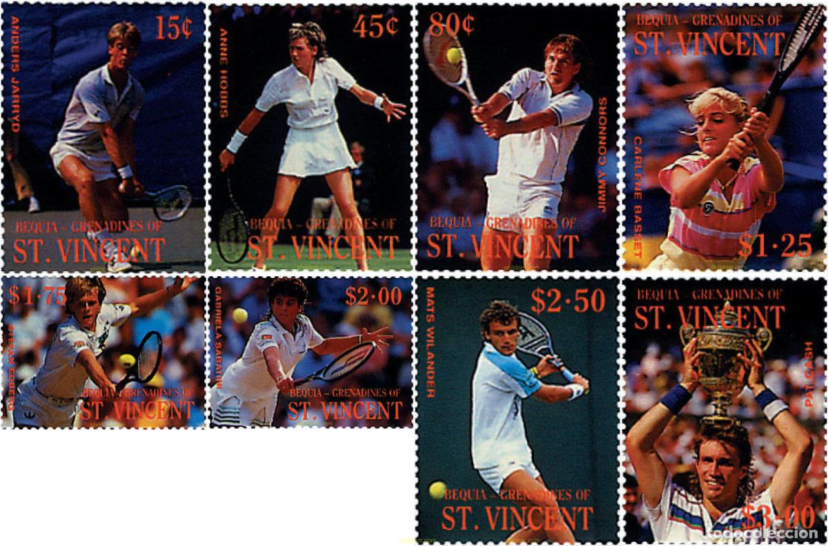 Sellos: 51855 MNH SAN VICENTE GRANADINAS. BEQUIA 1988 JUGADORES DE TENIS