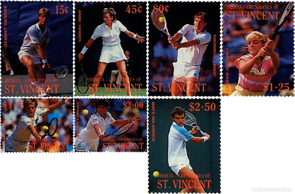 Sellos: 619172 MNH SAN VICENTE GRANADINAS. BEQUIA 1988 JUGADORES DE TENIS