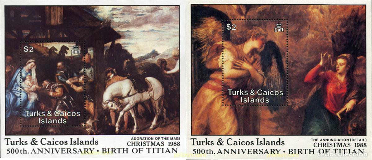 Sellos: 40121 MNH TURKS Y CAICOS 1988 NAVIDAD. PINTURAS DE TIZIANO