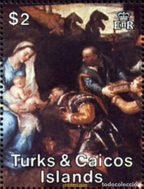 Sellos: 299283 MNH TURKS Y CAICOS 1988 NAVIDAD. PINTURAS DE TIZIANO