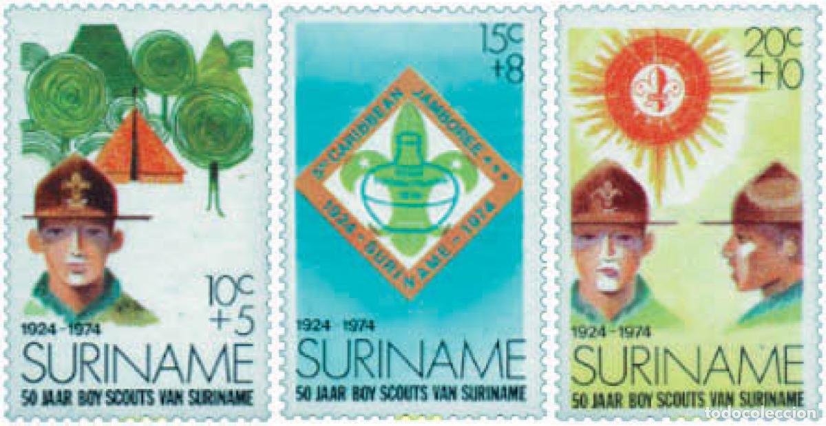 Sellos: 38397 MNH SURINAM 1974 50 ANIVERSARIO DEL ESCULTISMO EN SURINAM