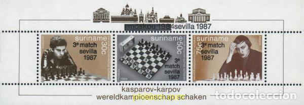 Sellos: 79660 MNH SURINAM 1987 CAMPEONATO DEL MUNDO DE AJEDREZ EN SEVILLA