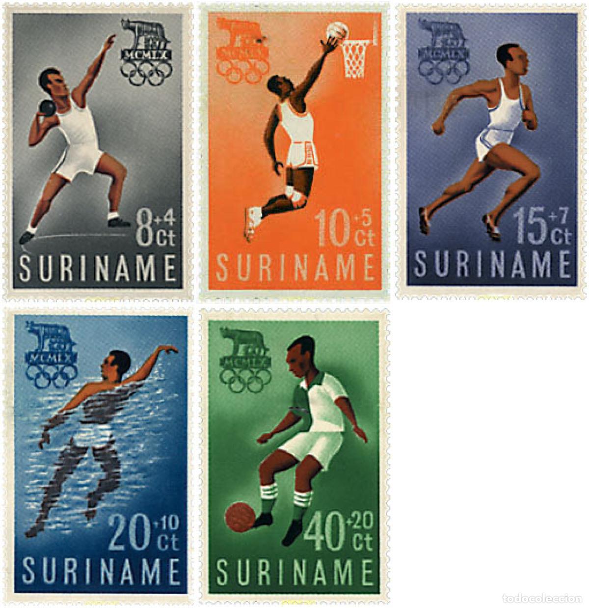 Sellos: 53938 MNH SURINAM 1960 17 JUEGOS OLIMPICOS VERANO ROMA 1960