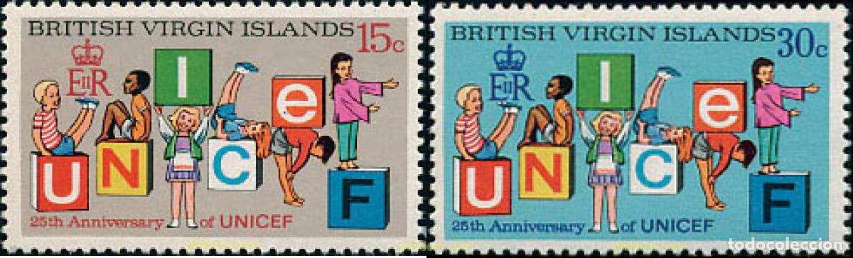 Sellos: 36322 MNH VIRGENES BRITANICAS Islas 1971 25 ANIVERSARIO DE LA UNICEF
