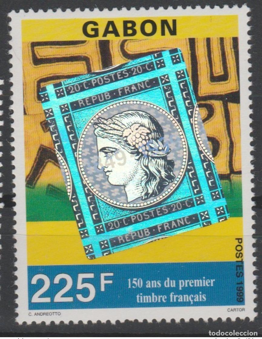 Sellos: Gab&oacute;n 1999 Mi. 1470 150 a&ntilde;os 1er sello franc&eacute;s Holograma Philexfrance &iexcl;RARO!