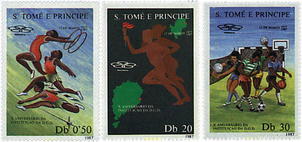 Sellos: 52269 MNH SANTO TOME Y PRINCIPE 1987 10 ANIVERSARIO DE LA DIRECCION GENERAL DE DEPORTES