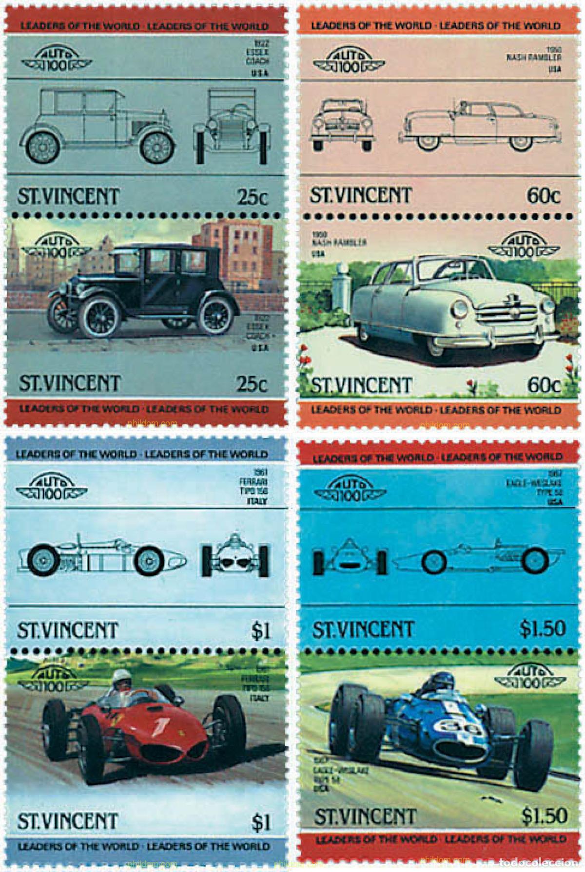 Sellos: 6722 MNH SAN VICENTE 1985 AUTOMOVILES