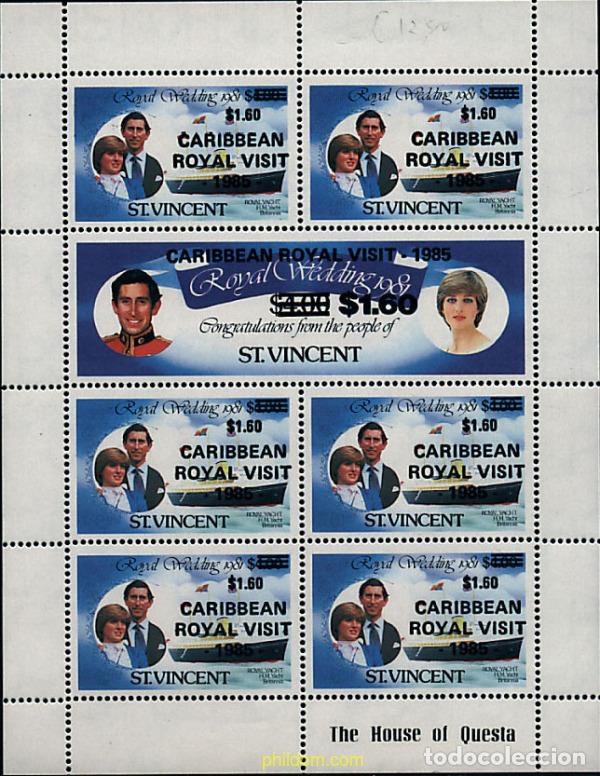 Sellos: 1133 MNH SAN VICENTE 1985 VISITA DE ISABEL II